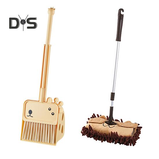 

2 шт./комплект. Дитяча міні-мітла. Набір совків. Мультяшний стиль. Діти. Інструменти для прибирання. Іграшка для прибирання. коричневий