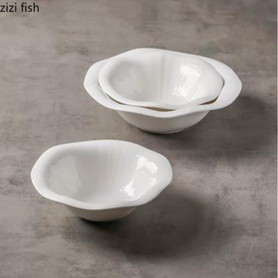 White Ceramic Bowl Fruit Dish Salad Bowls Dessert Bowl Soup Plate Noodle Bowls Dinner Plates Snack Trays Sashimi Plate Tableware