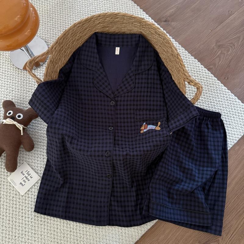 Summer New Pajamas Women's Short-sleeved Shorts Thin Cloud Cotton Cartoon Cute Large Size Korean Version Loungewear