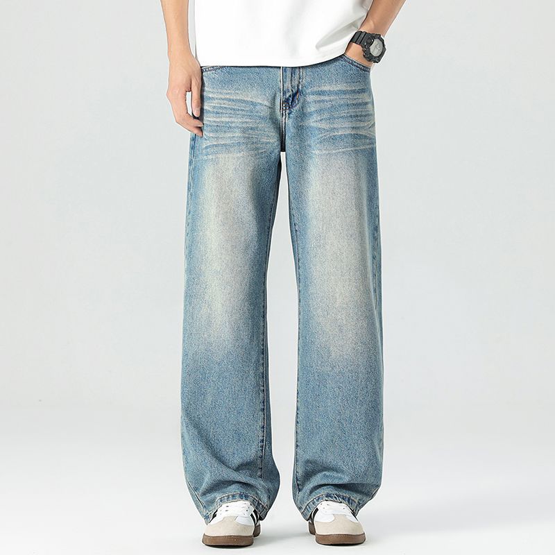Minger | American Trendy Brand Loose Wide-leg Washed Jeans Men's New Drape Straight Blue Pants
