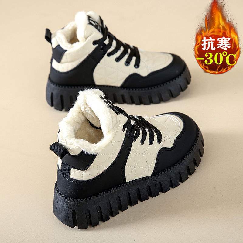 Girls Snow Boots Winter 2025 Fleece Thickened Medium and Older Children's Cotton Shoes Large Cotton Shoes Medium and Older Children's Girls Cotton 