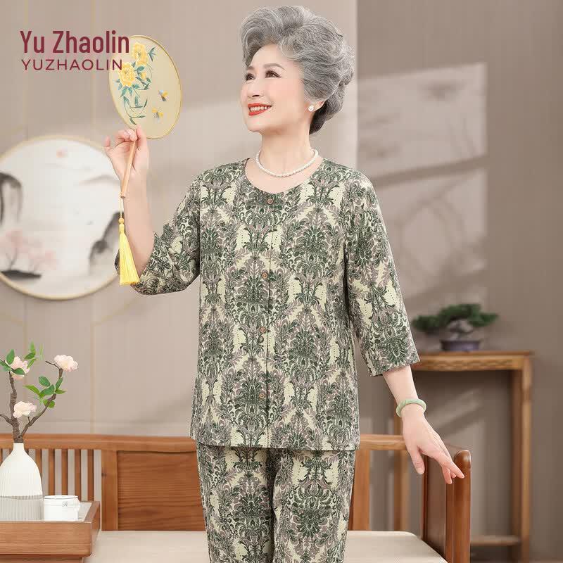 YUZHAOLIN Women s Printed Seven-Sleeve Summer Outfit 5XL