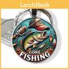 Modern Minimalist Glass Keychain With Fish Pattern Jewelry For Gift Giving