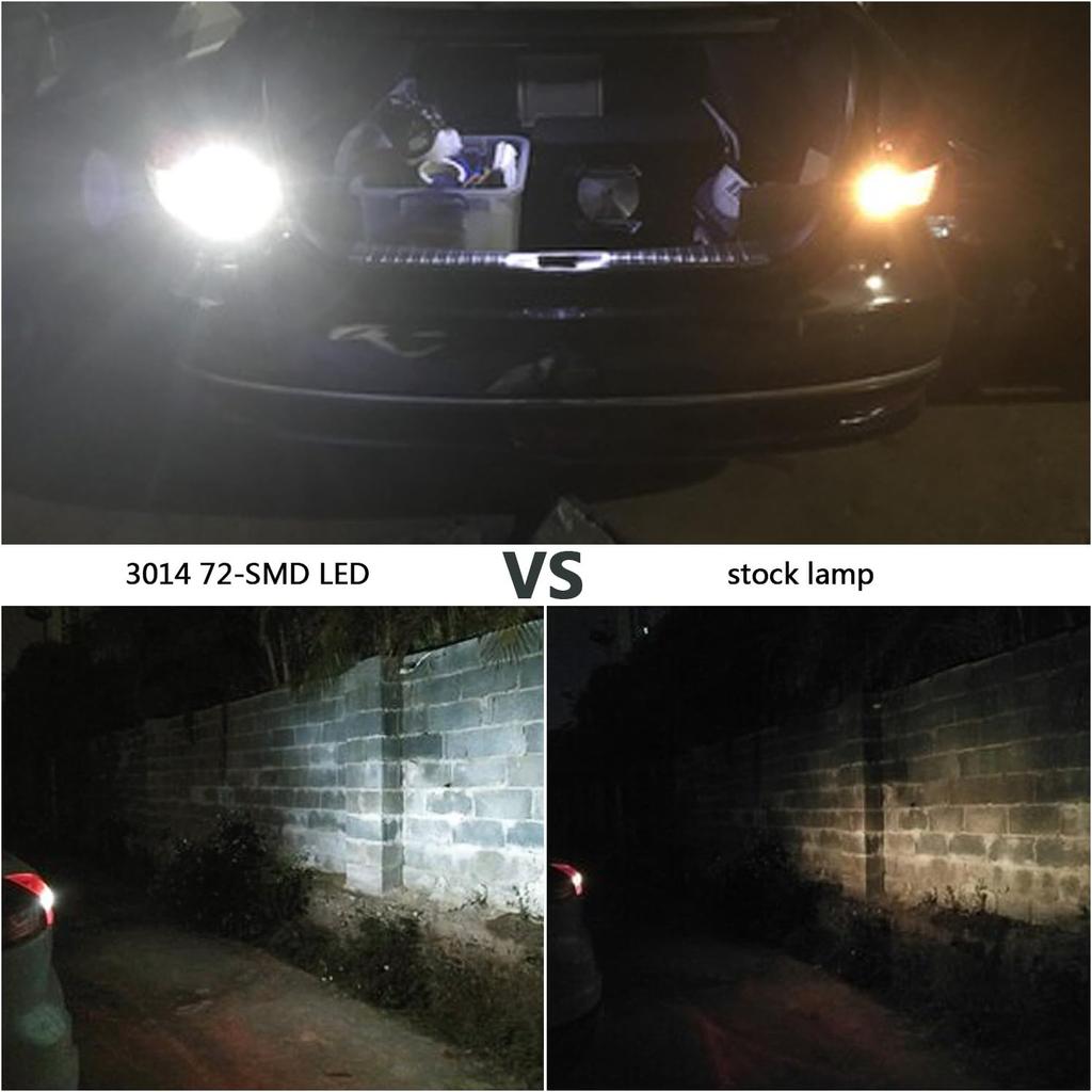 PHINLION 2000 Lumens 7506 1156 LED Reverse Light Bulbs, Super Bright 3014 72-SMD BA15S 1073 1141 LED Backup Bulb for Back Up Brake Stop Tail Lights,