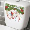 Weihnachten WC Aufkleber grüne Blätter Tannenzapfen Dekoration selbstklebende Fenster Glas Home Wand