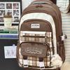 Schoolbag wholesale 1011 large capacity student schoolbag plaid contrasting color college style multi-layer backpack short trip backpack female