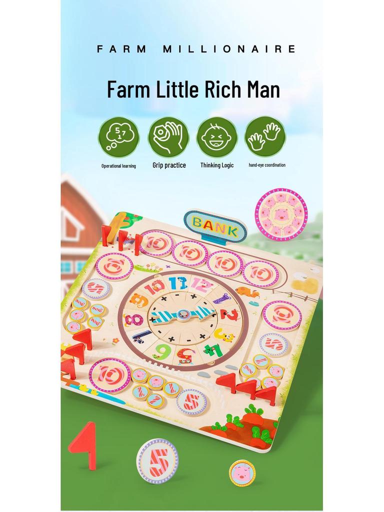 Farm Tycoon Children's Educational Wooden Clock: Enlightenment & Parent-Child Interaction Toy