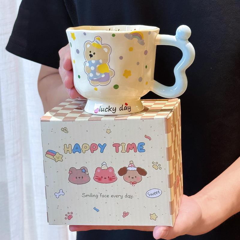 

High looking Puppy Rabbit Mug Couple Ceramic Drink Water Cup To Give Girls Birthday Gift Office Coffee Cup 380ML