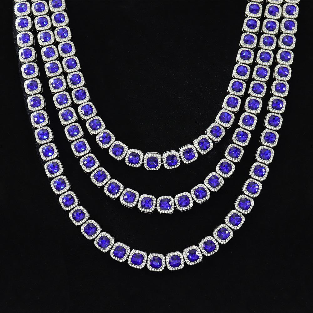 Hip-Hop Street Dance Hoodie with Luxe Sapphire Cuban Chain Choker