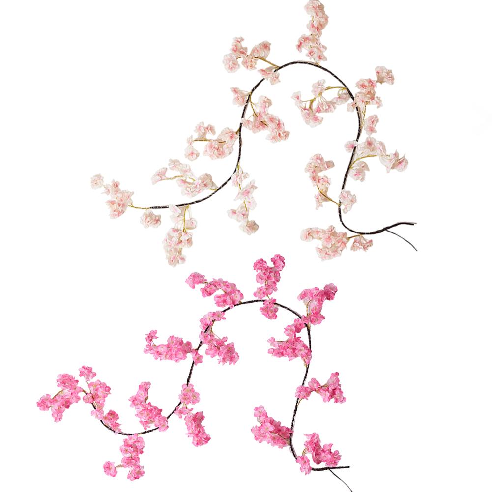 1.8M Hanging Faux Pink Flower Decor with Remote with 100 LED String Lights Cherry Blossom Flower Garland for Wedding Party Decor