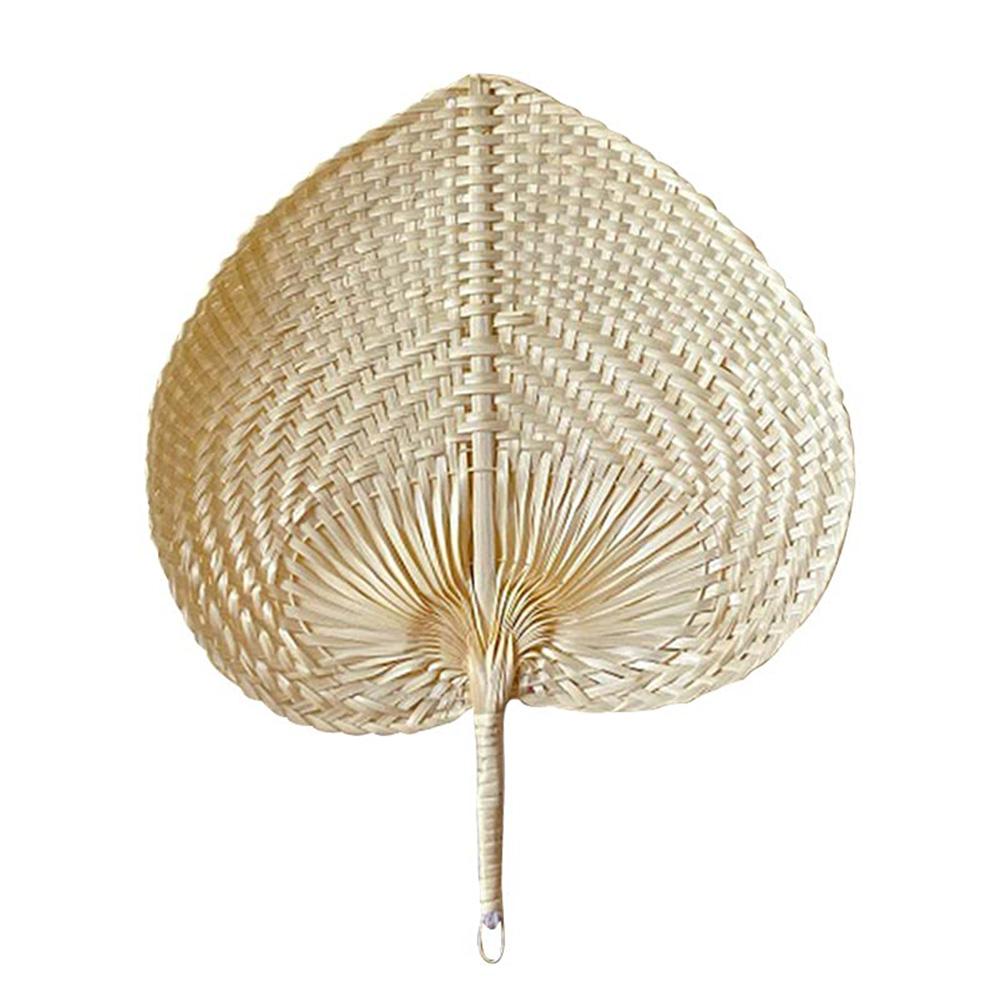 

веера из натурального бамбука и ротанга, плетеные вручную с узором из пальмовых листьев, плетеные веера в форме сердца, летние охлаждающие веера, для украшения дома светло-желтого