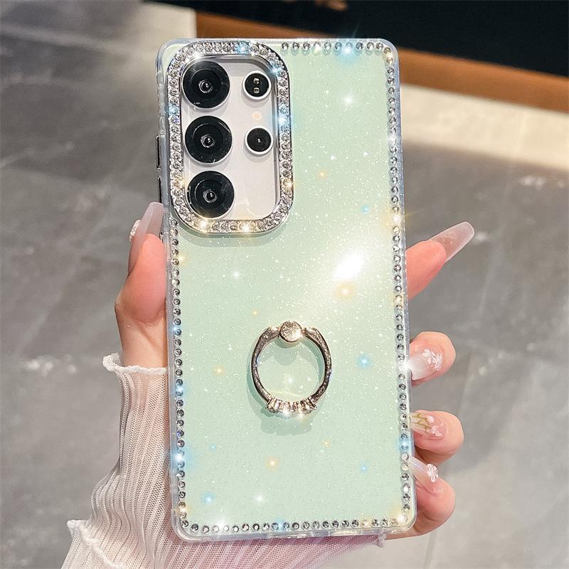 Side Diamond Glitter Powder Imd Hard Shell Suitable for Samsung S25S24S23 Ultra Diamond Ring Buckle Phone Case A16 A56