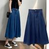 Spring and Autumn Denim Skirt, A-line Skirt, Large Swing, Loose Fluffy Skirt, Ruffled Mid-length Skirt