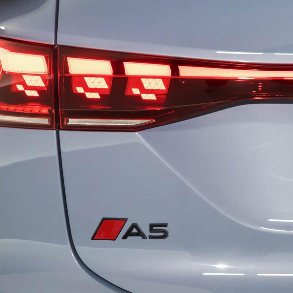 1PCS New Car Trunk Badge Sticker Accessories 3D Glossy Black Red Black Letters Emblem For Q1 Sline A4L A5 RS3 RS4 A1 A2 A3 A4