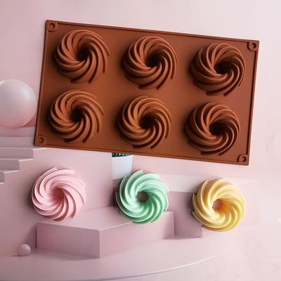 Silikónová forma na 6 dutín, 74 mm, špirálová, na pečenie koláčov, výrobu želé, dezertov, mousse, zdobenie, ozdobný donut