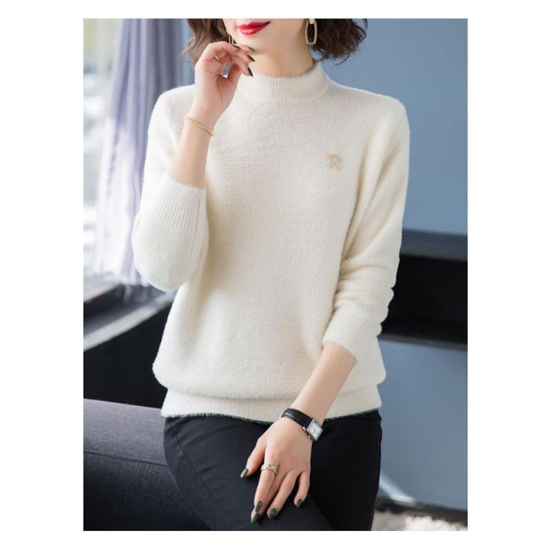 Mink Velvet Women's Sweater Loose New Style Plus  Thickened Half Turtleneck Bottoming Top