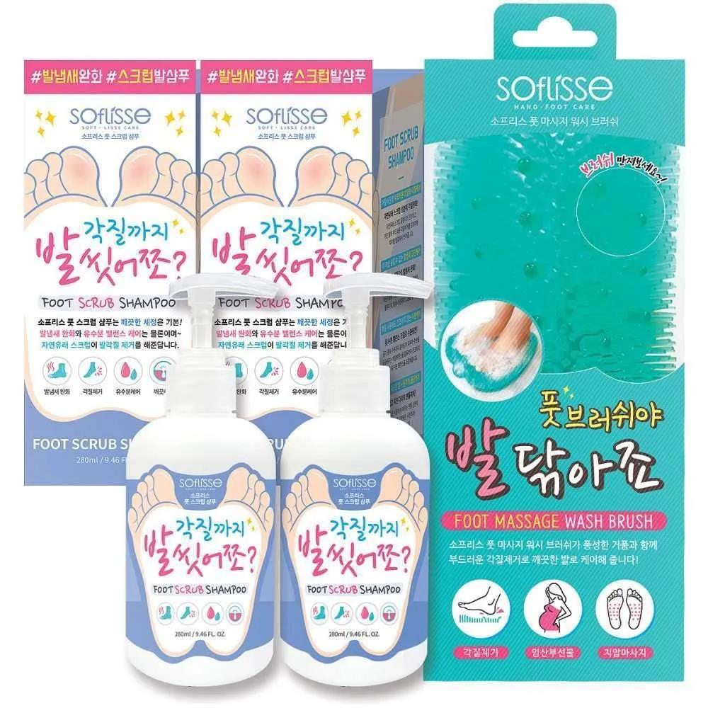 

SOFLISSE Foot Scrub Shampoo 280ml x 2 + Brush Set