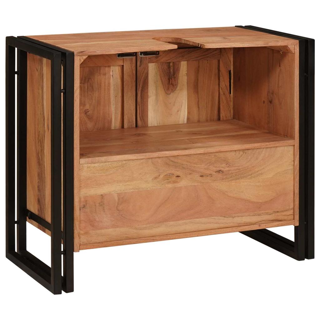 Bathroom Vanity Cabinet Brown 71 X 33 X 58 Cm Solid Acacia Wood