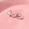 Fashionable Exquisite Heart Simulate Opal Earrings 925 Sterling Silver Jewelry for Women Hypoallergenic Gift
