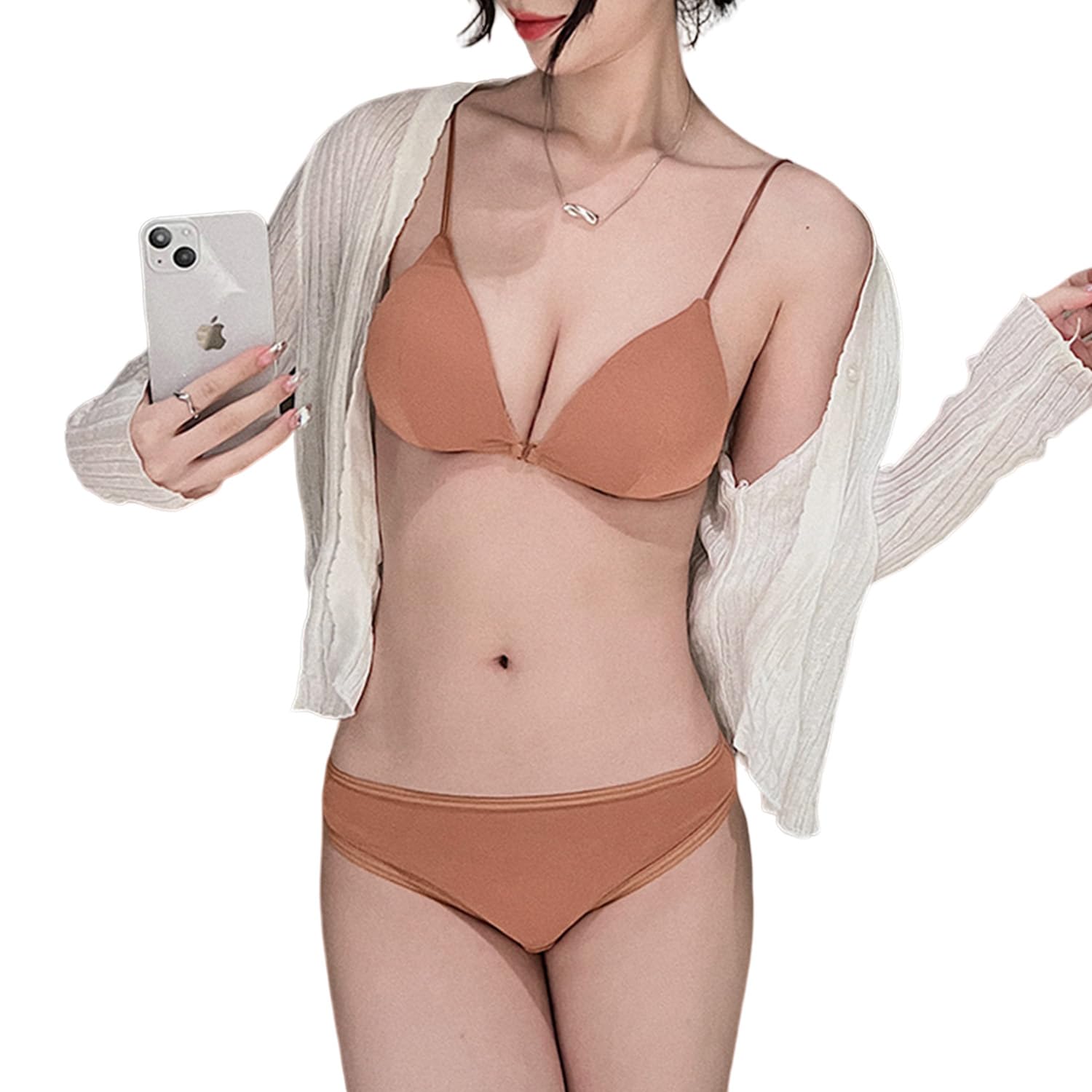 

Бюстгальтер и Топ и Низ Передний Маленький Съемный Ночной Французский Тонкие Бретели [SophroniaTerri] Женские Шорты, Без косточек, Комплект, Крючок, Обхват груди, Открытая спина, оранжевый