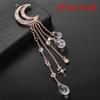 Retro Women Rhinestone Inlaid Moon Tassel Clip Hairpin Pendant Hair Jewelry Gift