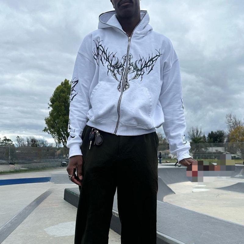 Europäischer und amerikanischer Herbst/Winter Y2K Gothic Street bedruckter Hoodie