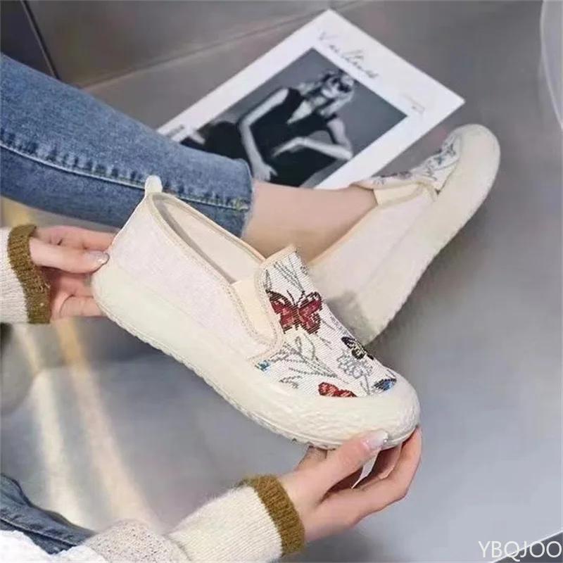 New canvas Women's Shoes Summer Chinese style casual lazy shoes versatile fishing shoe Ladies breathable light flats
