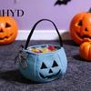 Portable Trick or Treat Bag Halloween Pumpkin Candy for Kids, Tote Kids with Handle, Reusable Snack Bucket Party Favors