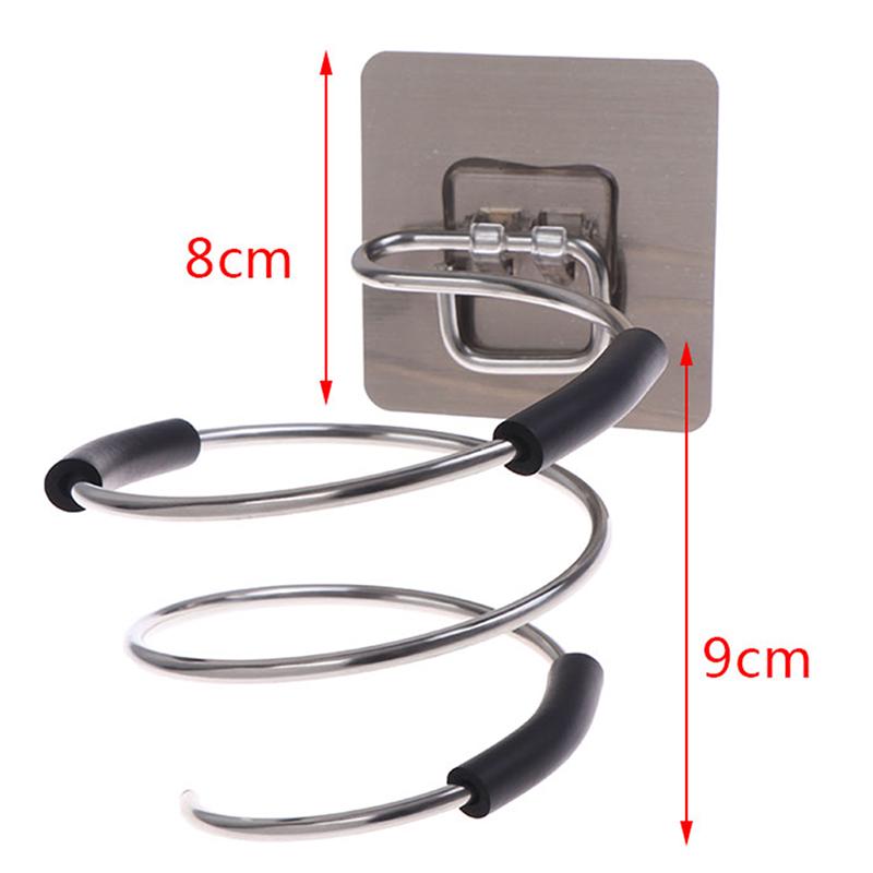 Adhesive Wall Mount Hair Dryer Holder Rack Blower Organizer Shelf Spiral Stand