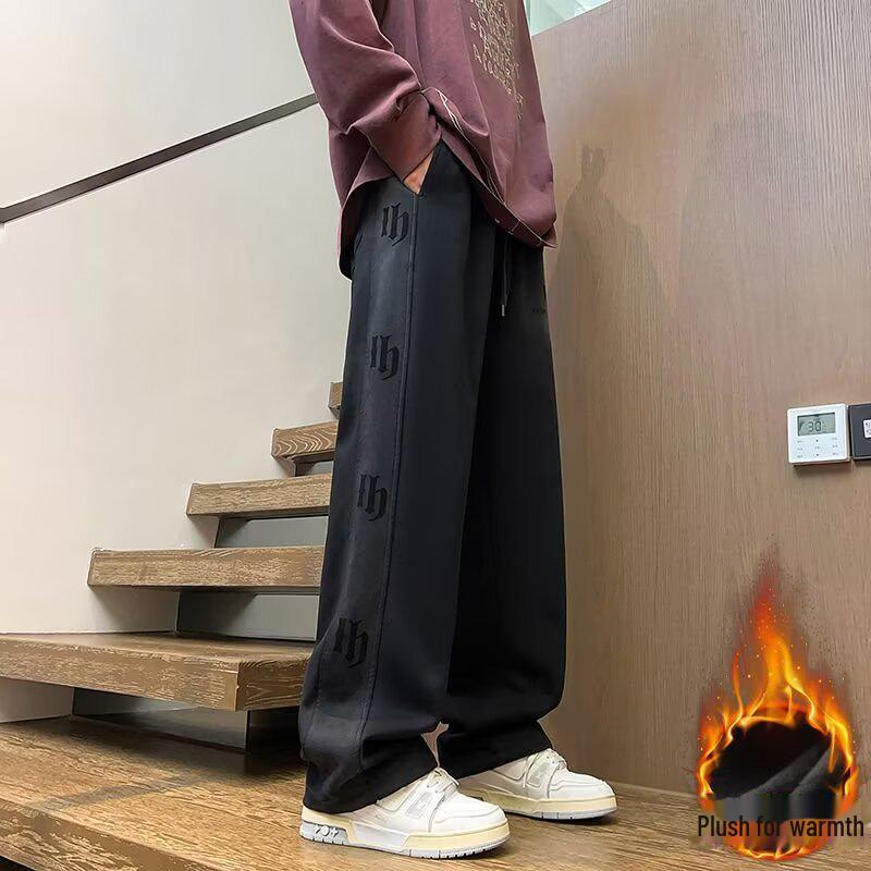 Tenåringsgutters pluss fløyel fortykkede sportsjoggebukser med vide ben for høst og vinter