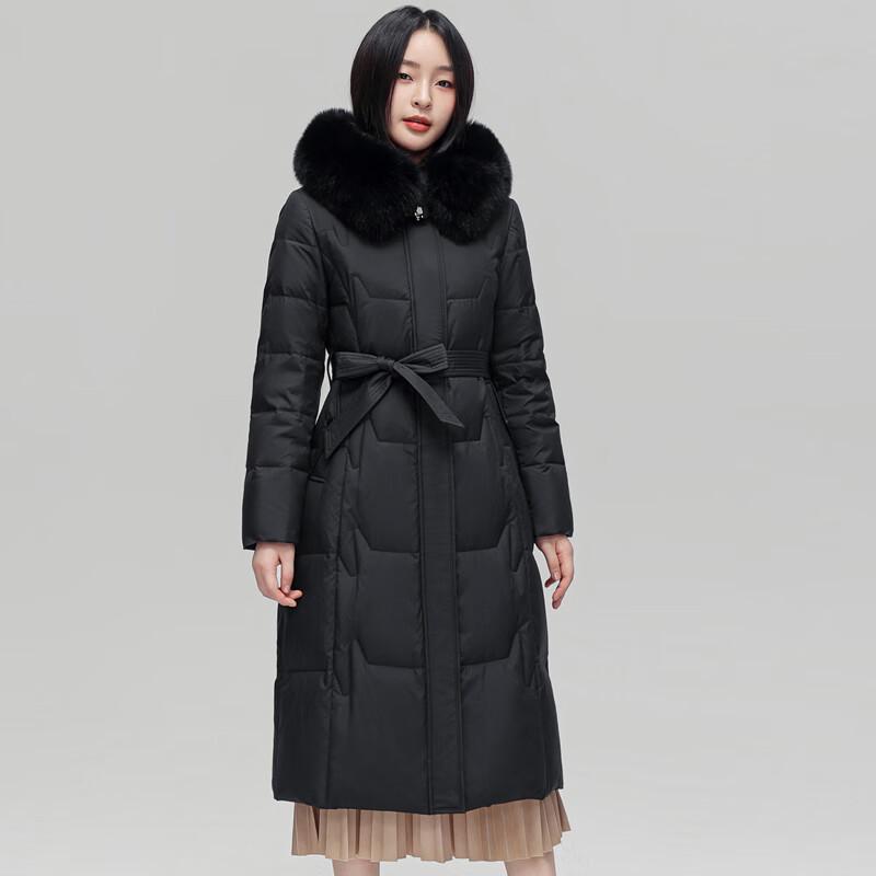 XueZhongFei Women's Long Hooded Down Jacket with Fox Fur Collar