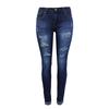Women's Slim Fit Jeans with Buttocks Lifted and Small Feet Punctured Denim