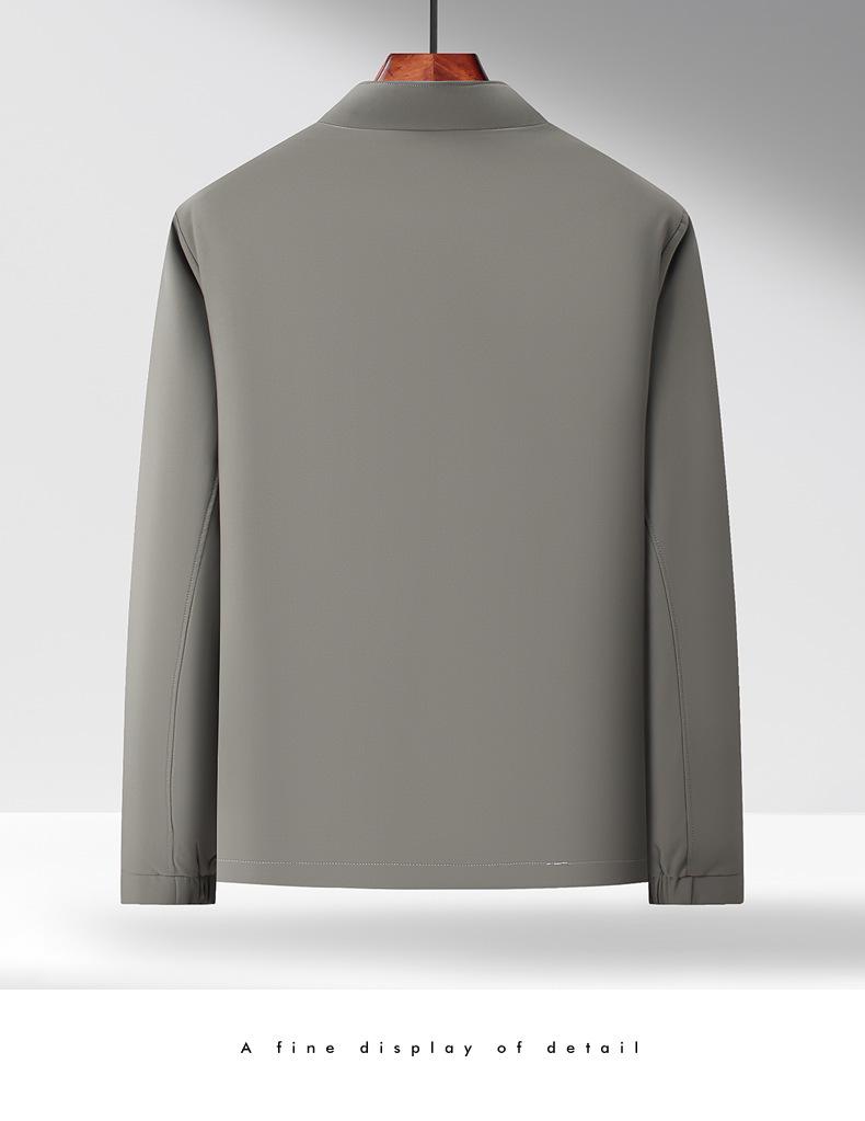 Men's Solid Color Stand Collar Zipper Jacket - Business Casual for Middle-aged and Elderly