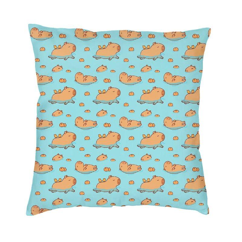 Doodle Plants Capybaras Pillow Case 40X40Cm Living Room Decoration Kawaii Wild Animals Cushions For Sofa Square Pillowcase