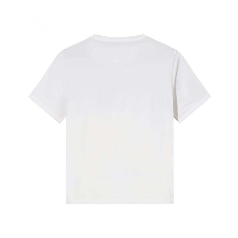Anta Minimalist Versatile Letter Comfortable Round Neck Pullover Short Sleeve T-Shirt Women T-Shirt Paper-White 162537121-6
