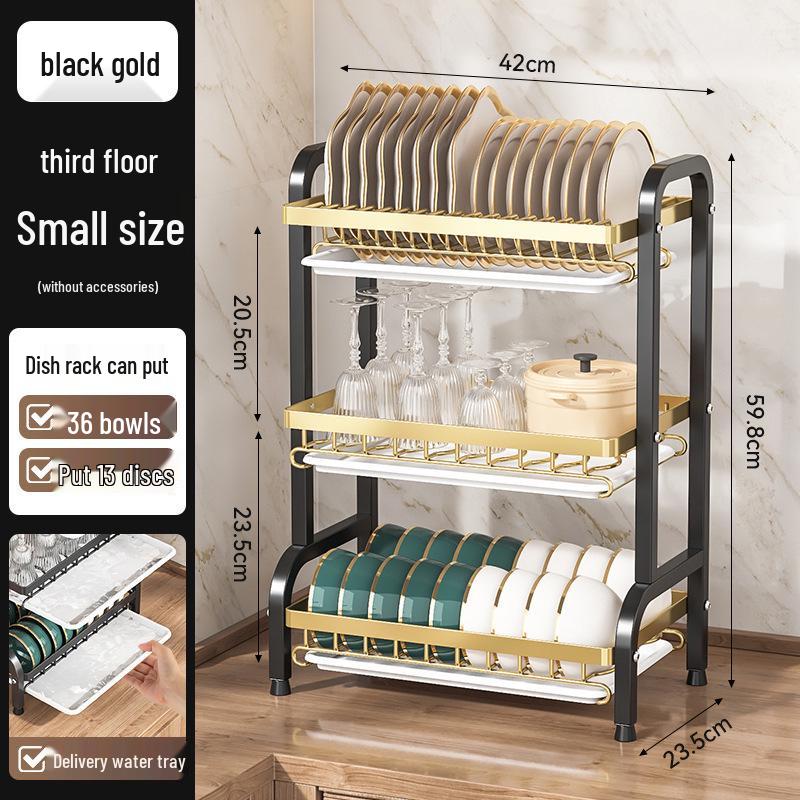 Multifunctional Kitchen Storage Rack for Bowls, Plates, and Chopsticks – Layered Countertop Drainer Organizer.