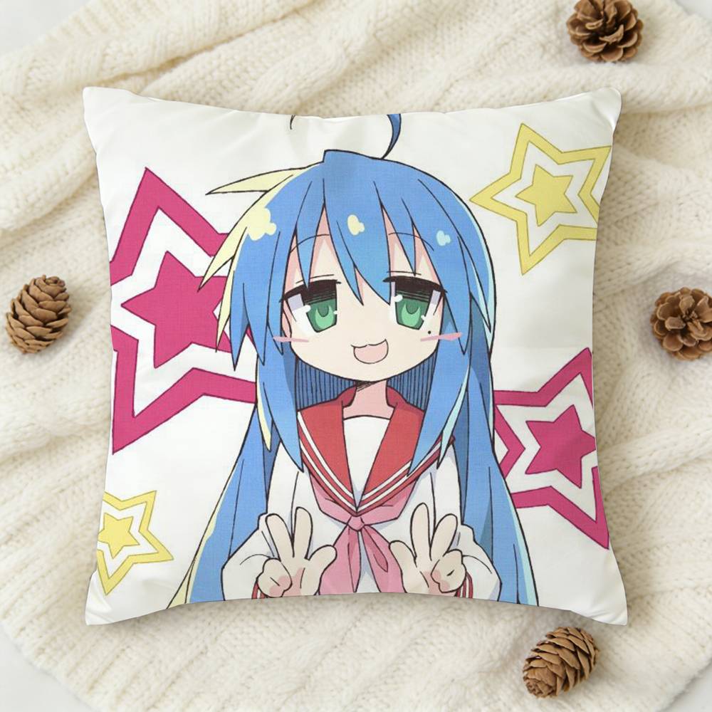 Cute I-Izumi K-Konata Double-Sided Printed Square Decorative Cushion Cover For Sofa Living Room Home Decor