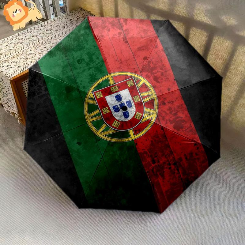 1 PC Automatic Folding Umbrella - Portugal National Football Logo Pattern, Portable & Foldable Design with 8 Ribs, Christmas Birthday Gifts