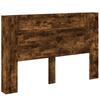 Storage Headboard with LED Smoked Oak Wood Based Material