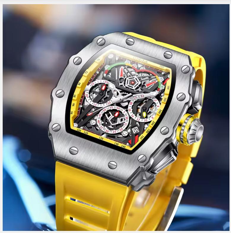 Xiaomi Dropshippng Quartz Men Watch Top Brand Tonneau Stainless Steel Shell Sport Wristwatch Fashion Black Silicone Type Mille Relojes