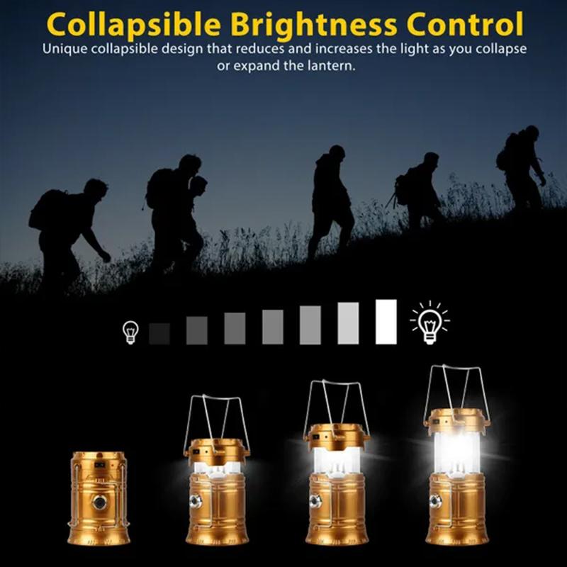 LED Camping Lantern, Battery Operated Lights, Adjustable Brightness for Emergencies, Power Outages, Outdoor Collapsible Lanterns