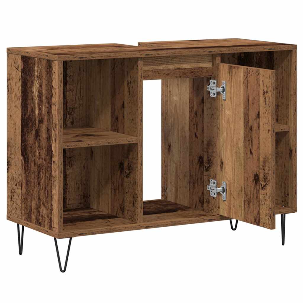 Bathroom Cabinet with Door Reclaimed Wood Look 80 x 33 x 60 cm Engineered Wood