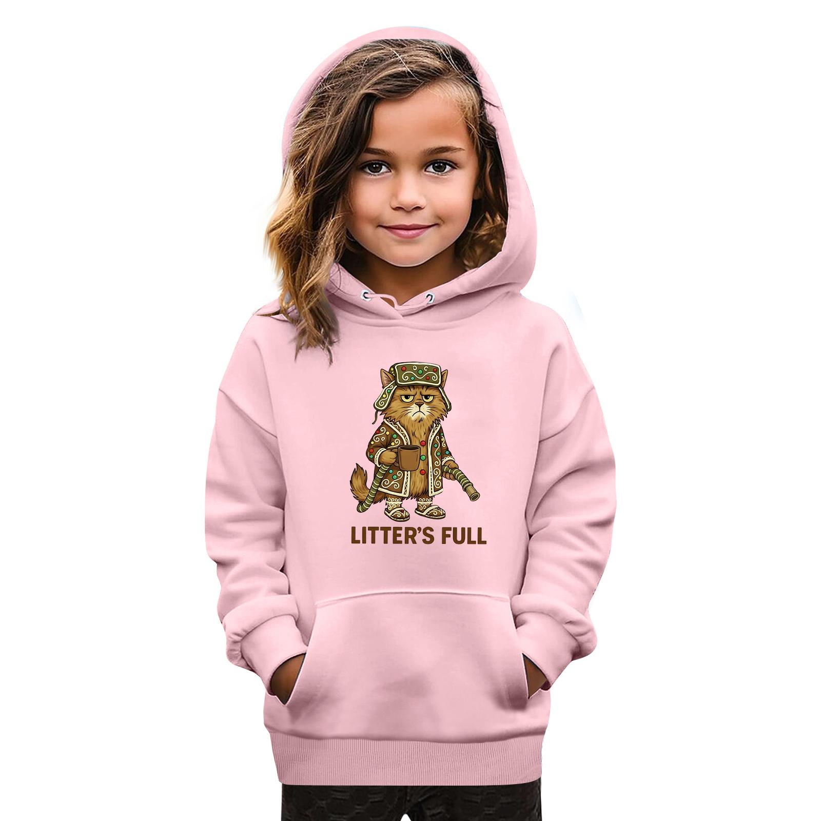 

Толстовки для девочек-подростков, толстовки с длинным рукавом, пуловер с завязками, симпатичная толстовка большого размера 110 розовый