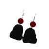 Korean Style Cute Knitted Christmas Pom Pom Earrings - Women's Temperament Long Color Block Dangles
