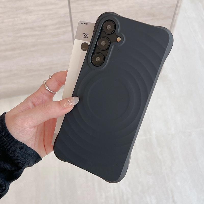 Luxury Water Ripple Liquid Silicone For MagSafe Wireless Charge Case For Samsung S25 S24 S23 Ultra Plus FE Soft Shockproof Cover