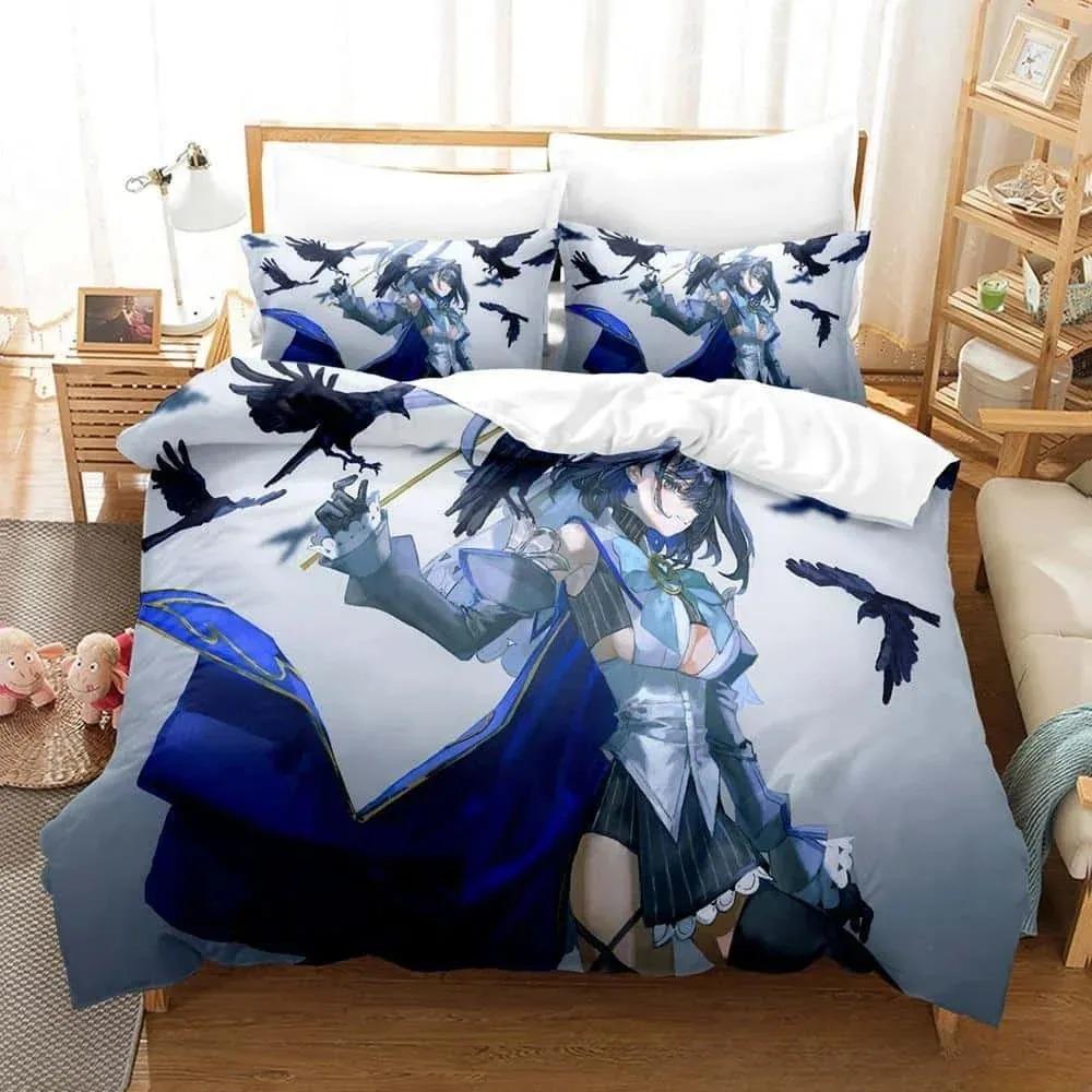 3D Print Anime Ouro Kronii Bedding Set Single Twin Full Queen King Size Bed Set Adult Kid Bedroom Duvet Cover Set Home Textiles