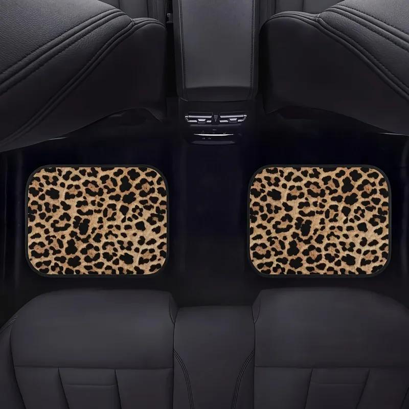 Sada koberců do auta s leopardím potiskem, do každého počasí, univerzální velikost pro přední a zadní sedadla, vhodné pro SUV, limuzíny, nákladní automobily