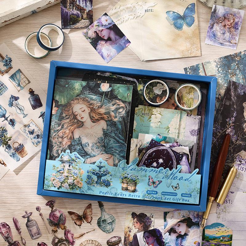 Retro DIY Scrapbook Gift Set: Journal & Stationery Supplies Box