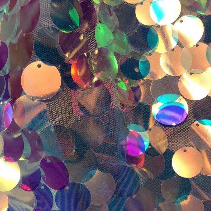 18mm Shiny Sparkle Sequined Embroidery Lace Laser Mermaid Big Hanging Sequined Mesh Material Shooting Background Costume Fabric