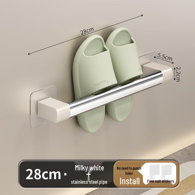 Punch-Free Slipper Bar: Wall-Mounted, Space-Saving, Strong Load-Bearing Bathroom Storage Solution